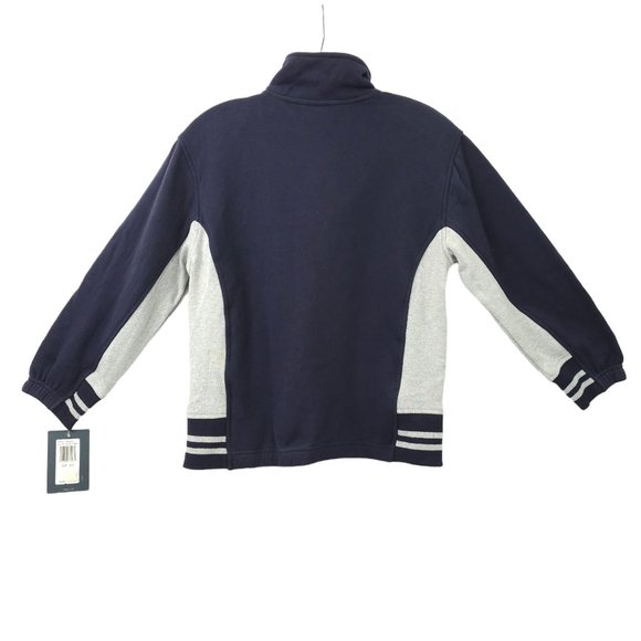 Izod Jeans Quarter Zip Pullover Sweatshirt Top Boys Size S/8 Navy Blue Gray NEW - Picture 2 of 16
